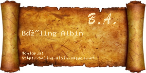 Báling Albin névjegykártya